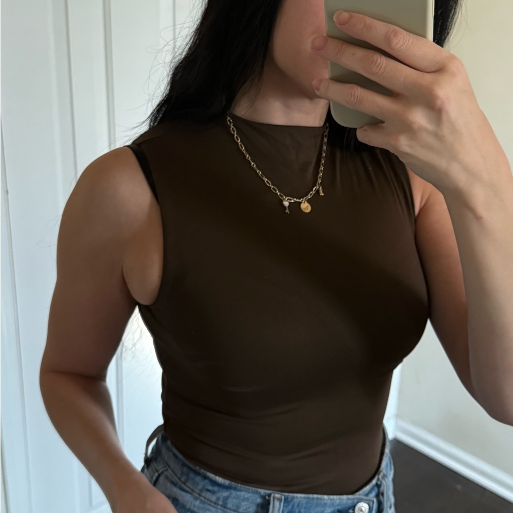 Brown Sleeveless Bodysuit
